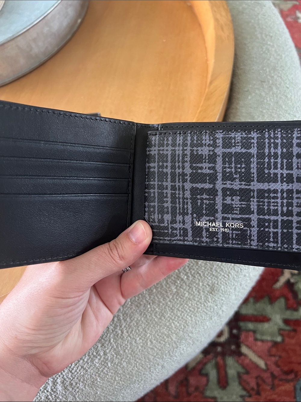 Michael Kors Black Patterned Men's Wallet with Subtle Logo